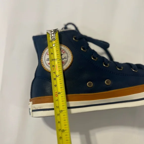 Converse Navy High-Top Sneakers with White Toe and Brown Midsole Trim - Picture 14 of 15
